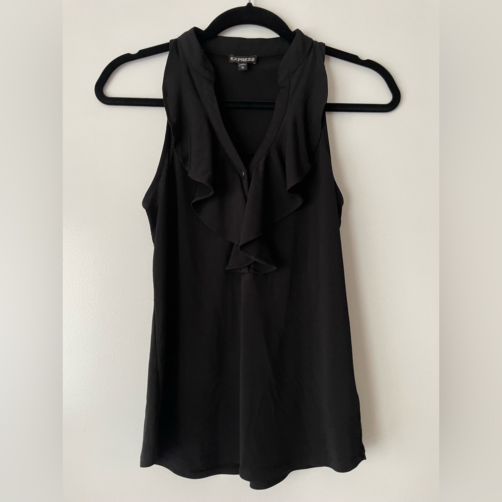 Express Black Ruffle Sleeveless Blouse